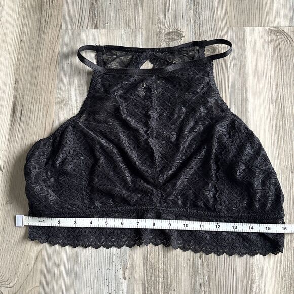 NWOT Black Lace Peep the Scene Cutout Bralette - Women René Rofé Size 2X - Picture 5 of 10